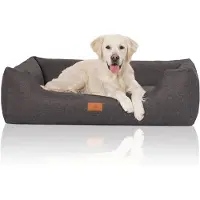 Knuffelwuff Hundebett Lotte aus Velours mit feinem Handwebcharakter XL 105 x 75cm Grau