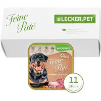 Lyra 11 x 150 g Lecker.Pet Gino's Feine Paté Reich an Rind Hundefutter Nassfutter Vollnahrung 11x150 Futter