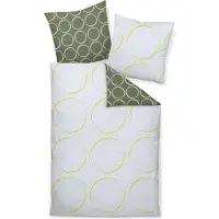 Janine Design Mako-Satin-Bettwäsche-Garnitur J. D. 87109 Farbe grün silber Größe 135x200+80x80