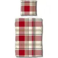 TRAUMSCHLAF Flanell Bettwäsche Lech rot 200x220 cm + 2x 80x80 cm