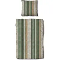 TRAUMSCHLAF Flanell Bettwäsche Mountain Stripe Forest 140x200 cm + 70x90 cm