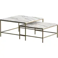 Vicco Couchtisch-Set Ramio Weiß/Gold 80 x 80 cm 2 Teile, Model 56193