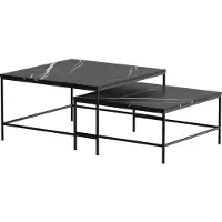 Vicco Couchtisch-Set Ramio Schwarzer Marmor 80 x 80 cm 2 Teile, Model 56191
