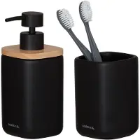 Sealskin Badezimmerset Mind Seifenspender 200 ml Zahnputzbecher Schwarz