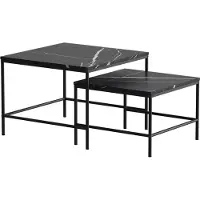 Vicco Couchtisch-Set Ramio Schwarzer Marmor 60 x 60 cm 2 Teile, Model 56410