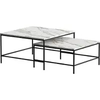Vicco Couchtisch-Set Ramio Weiß/Schwarz 80 x 80 cm 2 Teile, Model 56192