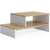 Vicco Couchtisch Amely Goldkraft Eiche/Weiß 90 x 55 cm mit Regal, Model 56267