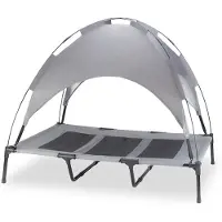 OEM Hundebett für Innen- und Außenbereich mit Sonnendach XXL, 122x92x95cm, groß, weich, für Hunde