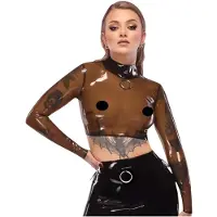Late X Latex X durchsichtiges Latex-Oberteil (transparent-schwarz) - M