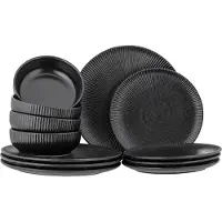 Bloomingville Neri Geschirr schwarz 12-teiliges Set