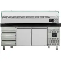 Vaiotec EASYLINE Pizzakühltisch / 2-türig & 7 Schubladen "schwarz" inkl. Kühlaufsatz GN1/4, 2020 x 800 mm