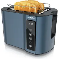 Arendo Toaster Wärmeisoliertes Doppelwandgehäuse, Display mit Restzeitanzeige, 2 kurze Schlitze, für 2 Scheiben, 800 W, Touchpanel, Brötchenaufsatz, 7 Bräunungsgrade