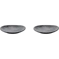 Palmer 2 x Rocks Teller oval, Porzellan, 31 x 27 cm, für ein 2 Personen Gedeck, spülmaschinenfest, weiß grau schwarz gesprenkel