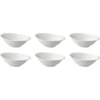 Palmer 6 x White Delight Schale oval, Porzellan weiß, 16 x 10,5 cm, Inhalt 0,20 Liter, für ein 6 Personen Gedeck, spülmaschinenfest, geschwungene Form