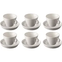 Palmer Da Vinci Tassen und Untertassen im 6er Set, Porzellan, Cappuccinotassen 0,31 L, Unterteller Ø 11 cm, off weiß glänzend, modern