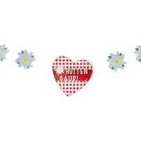 Papstar Girlande "Hüttengaudi", rot / weiss aus Pappe, Länge: 1,6 m, Grösse der Herzen: 300 x 300 mm