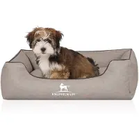 Knuffelwuff Hundebett Scottsdale aus Kunstleder M-L 85 x 63cm Hellgrau