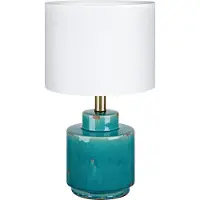 Markslöjd Cous Tischleuchte Antique Brass Blue/White - , Cous, Blau, für Wohnzimmer, Keramik, Modern