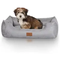 Knuffelwuff Hundebett Dreamline aus Velours M-L 85 x 63cm Grau