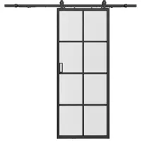 Vente-unique Wandschiebetür - Aluminium und gehärtetes Glas - H 205 x B 63 cm - WILDEN II