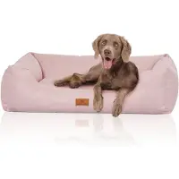Knuffelwuff Hundebett Emma aus Velours mit feinem Handwebcharakter in Pastellfarben XL 105 x 75cm Rosa