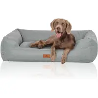 Knuffelwuff Hundebett Emma aus Velours mit feinem Handwebcharakter in Pastellfarben XL 105 x 75cm Petrol