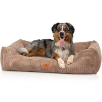 Knuffelwuff Cuddle Wuff Hundebett aus geripptem Samt mit handgewebter Optik Olivia M-L 85 x 63 cm braun