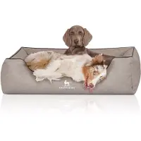 Knuffelwuff Hundebett Scottsdale aus Kunstleder XL 105 x 75cm Hellgrau