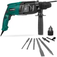 Vonroc Bohrhammer 800W - 3 Joule - SDS plus - 4 Funktionen - inkl. Getriebekopf und Zubehör