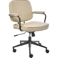 Beliani Bürostuhl Beige aus Kunstleder Gepolstert Gesteppt Drehbar Höhenverstellbar mit Armlehnen für Homeoffice Arbeitszimmer Retro Design