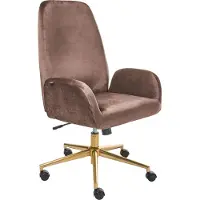 Beliani Bürostuhl Braun Samt Höhenverstellbar Drehbar Bremsbare Rollen mit Armlehnen Wippfunktion Modern Drehstuhl Büro Arbeitszimmer Homeoffice