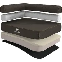 Knuffelwuff Orthopädisches Eck-Hundebett Marlie aus Velour XL Lehne Links schwarz