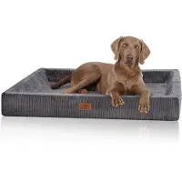 Knuffelwuff orthopädisches Hundebett aus Cord mit Handwebcharakter Santiago M-L 85 x 65cm Grau
