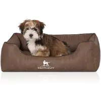 Knuffelwuff Orthopädisches Hundebett Tampa aus laser-gestepptem Kunstleder M-L 85 x 63cm Braun