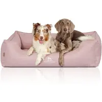 Knuffelwuff Orthopädisches Hundebett Luisa aus Velours mit feinem Handwebcharakter Sunshine Edition XL 105 x 75cm Rosa