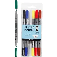 Creativ Company Dubbelzijdige Textielstiften - Basiskleuren, 6st.