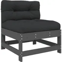 vidaXL Mittelsofa mit Kissen Grau Massivholz Kiefer