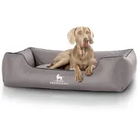 Knuffelwuff Cuddlewuff orthopädisches Hundebett Madison aus lasergepolstertem Kunstleder XL 105 x 75cm grau