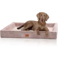 Knuffelwuff orthopädisches Hundebett aus Cord mit Handwebcharakter Santiago XL 105 x 80cm Rosa