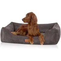 Knuffelwuff orthopädisches Hundebett aus Cord mit Handwebcharakter Nunavut XXL 120 x 85cm Braungrau