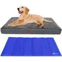 VOUNOT Orthopädisches Hundebett mit Kühlmatte, Hundekissen Mittelgroße Hunde 91x70cm
