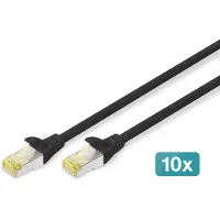 Digitus CAT 6A S/FTP Patchkabel, 10 Stück, 2 m, Cat6a, S/FTP (S-STP), RJ-45, RJ-45, Schwarz