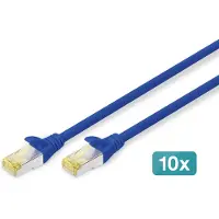 Digitus CAT 6A S/FTP Patchkabel, 10 Stück, 3 m, Cat6a, S/FTP (S-STP), RJ-45, RJ-45, Blau