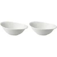 Palmer 2 x White Delight Leaf Schalen oval im Set, Porzellan, 21 x 13,5 cm, 0,45 L, weiß glänzend, Blatt Form, modern, für Suppe, Salat oder Pasta