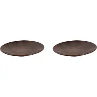 Palmer 2 x Victory Teller flach, Steinzeug, Ø 21 cm, lebendig warmes beruhigendes Braun, glänzende, handwerkliche Optik