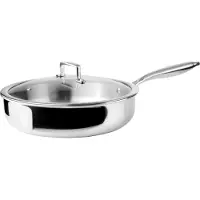 Ibili Triply Natural Bratpfanne mit Deckel, Edelstahl/Aluminium, 24 cm, Silber