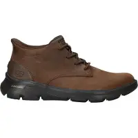 SKECHERS für Herren. 205514 Slip-Ins Relaxed Fit: Arch Fit Garza - Ridley Stiefeletten braun (46), Leder, Wohnung, Schnürsenkel, Lässig