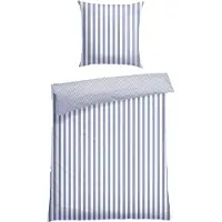 Schiesser Bettwäscheset Marie | Gestreift | Feinbiber | 2-teilig | 100% Baumwolle | Kuschelweich | YKK-Reißverschluss | 135x200 cm + 80x80 cm | Hellblau
