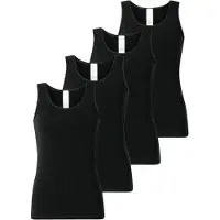 Schiesser Damen Tops, 4er Pack - 4Pack Trägertops, Unterhemd, Stretch Cotton, uni