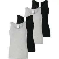 Schiesser Damen Tops, 4er Pack - 4Pack Trägertops, Unterhemd, Stretch Cotton, uni
